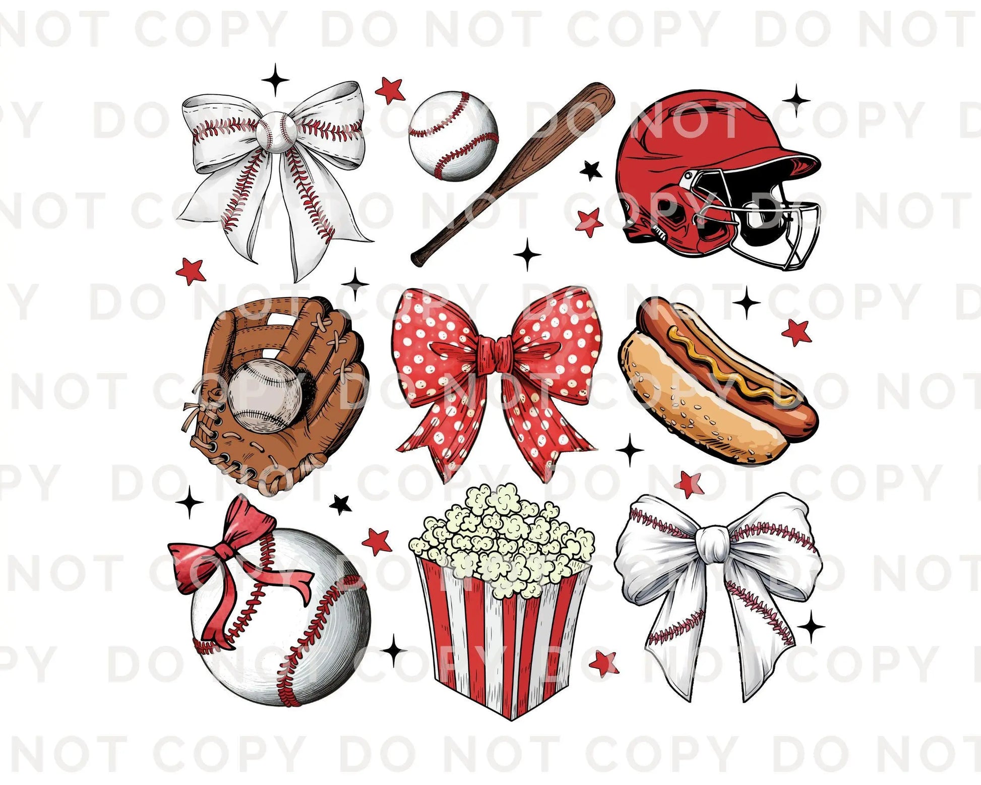 Baseball DTF Transfers, Ready to Press, T-shirt Transfers, Heat Transfer, Direct to Film, Sports Mom Shirt, Game Day, Bow, Collage, Coquette