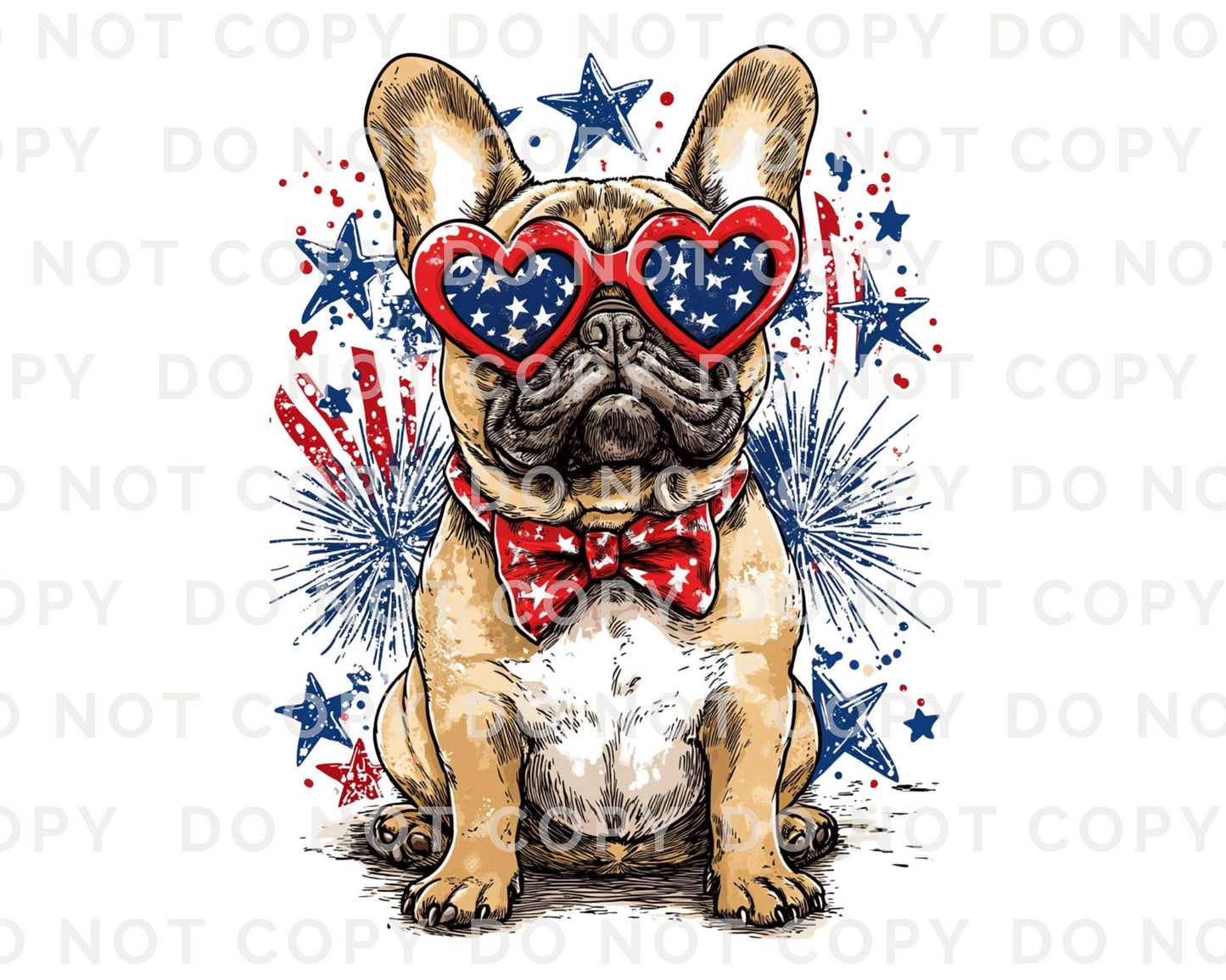 4th of July DTF Transfers, Ready to Press, T-shirt Transfers, Heat Transfer, Direct to Film, Memorial Day, USA, Frenchie, French Bull Dog