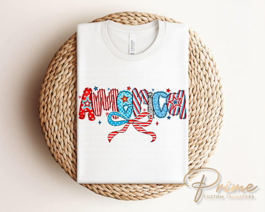 4th of July DTF Transfer, Memorial Day DTF, Independence Day, Ready to Press, T-shirt Transfer, Direct to Film, America Coquette