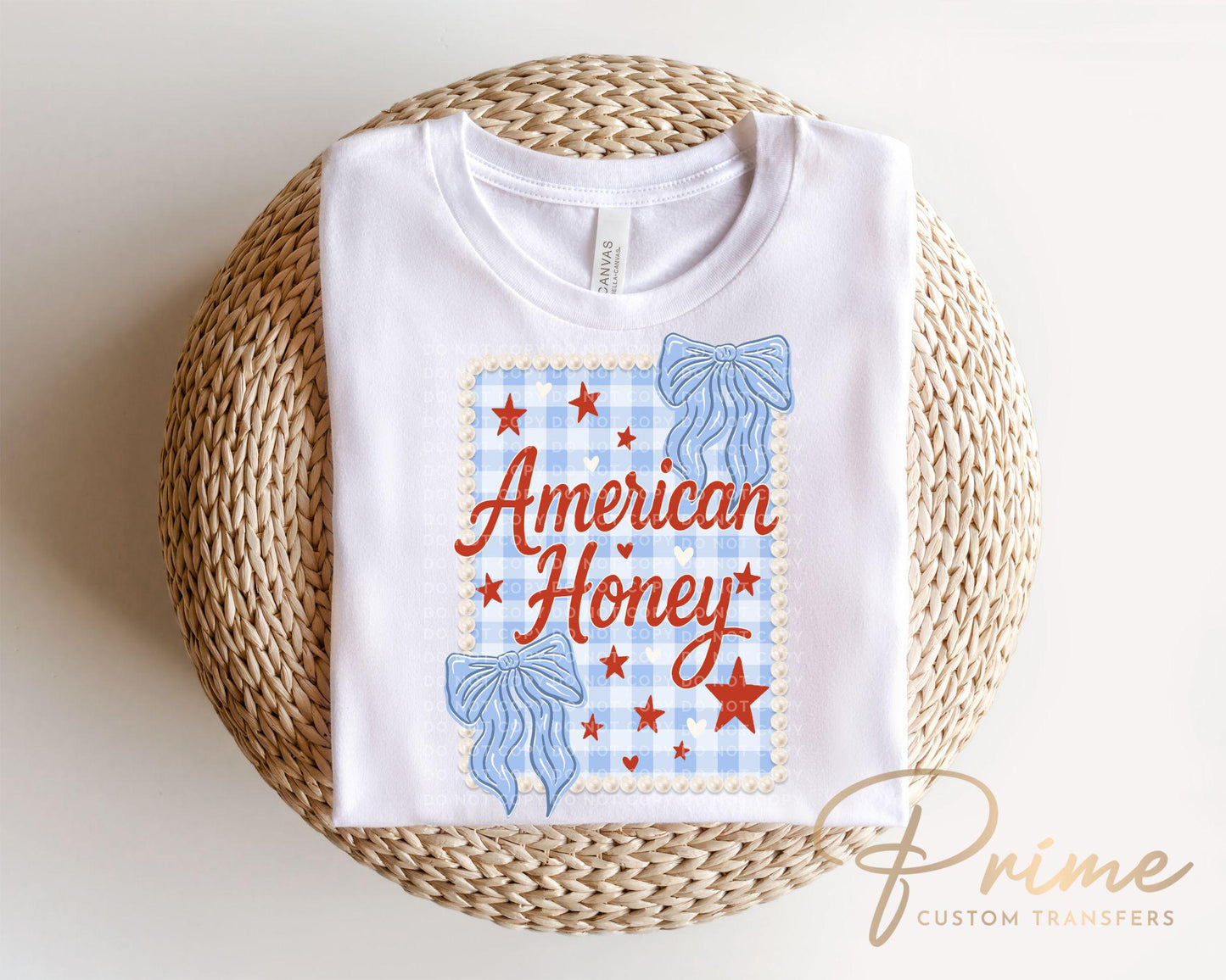 4th of July DTF Transfer, Ready to Press, T-shirt Transfers, Sublimation, Direct to Film, Ribbon, Bows, Coquette Faux Lace, American Honey