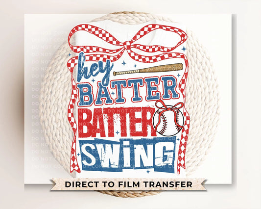 Baseball DTF Transfer, Ready to Press, Sublimation, Heat Transfer, Direct to Film, Sport Mama, Coquette Bow, Swing Batter Batter Swing