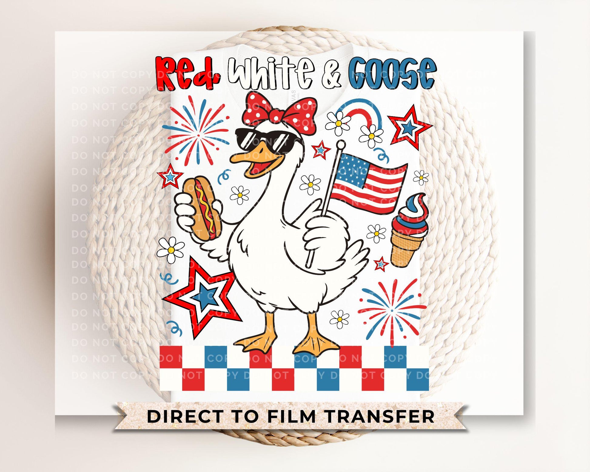 4th of July DTF Transfer, Ready to Press, Sublimation Transfer, Heat Transfer, Direct to Film, Patriotic Shirt, America, Red White and Goose