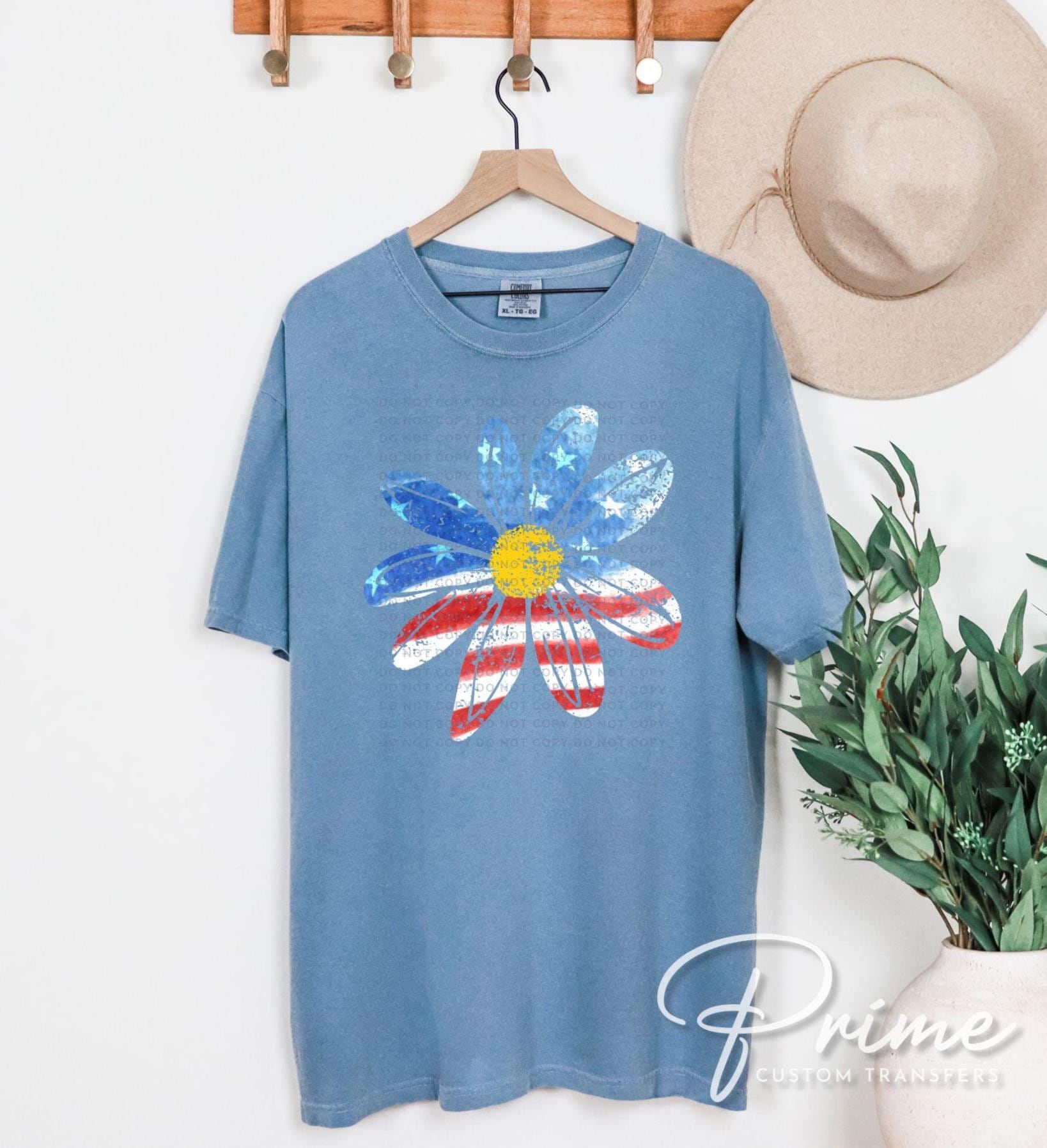 4th of July DTF Transfers, Ready to Press, Sublimation Transfers, Heat Transfer, Direct to Film, Memorial Day, Flag, Trendy, Viral, Flower