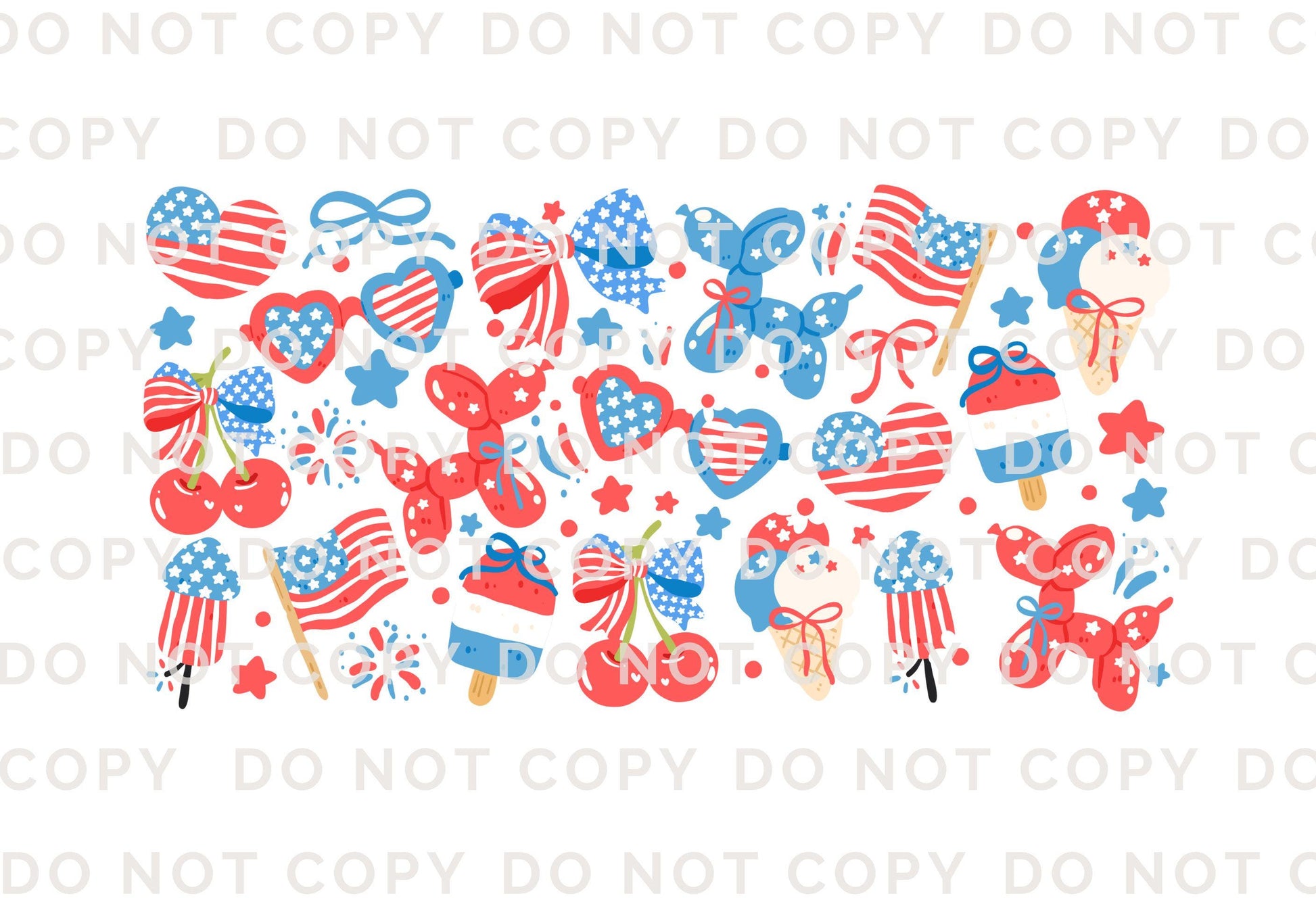 4th of July UV DTF Libbey 16oz Cup Wrap Sticker, Ready to Apply, No Heat, Permanent Adhesive, Waterproof, Glass Can, USA, Coquette Balloons