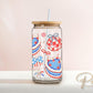 4th of July UV DTF Libbey 16oz Cup Wrap Sticker, Ready to Apply, No Heat, Permanent Adhesive, Waterproof, Glass Can, Coquette Disco Cakes