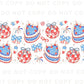 4th of July UV DTF Libbey 16oz Cup Wrap Sticker, Ready to Apply, No Heat, Permanent Adhesive, Waterproof, Glass Can, Coquette Disco Cakes