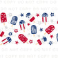 4th of July UV DTF Libbey 16oz Cup Wrap Sticker, Ready to Apply, No Heat, Permanent Adhesive, Waterproof, Glass Can, USA, Coquette Popsicles