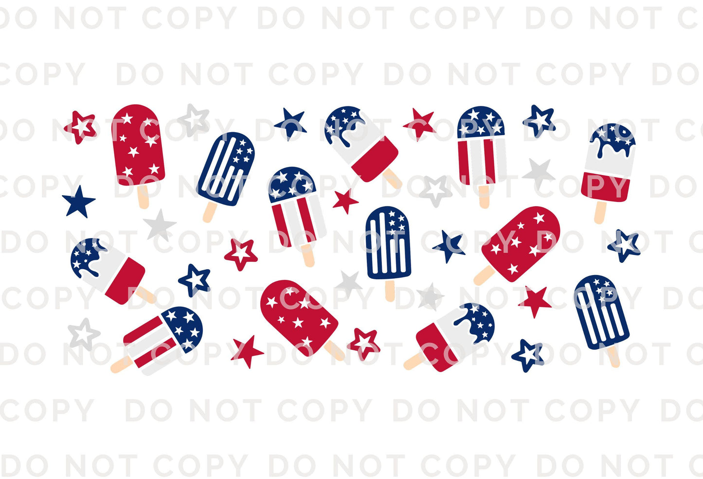 4th of July UV DTF Libbey 16oz Cup Wrap Sticker, Ready to Apply, No Heat, Permanent Adhesive, Waterproof, Glass Can, USA, Coquette Popsicles