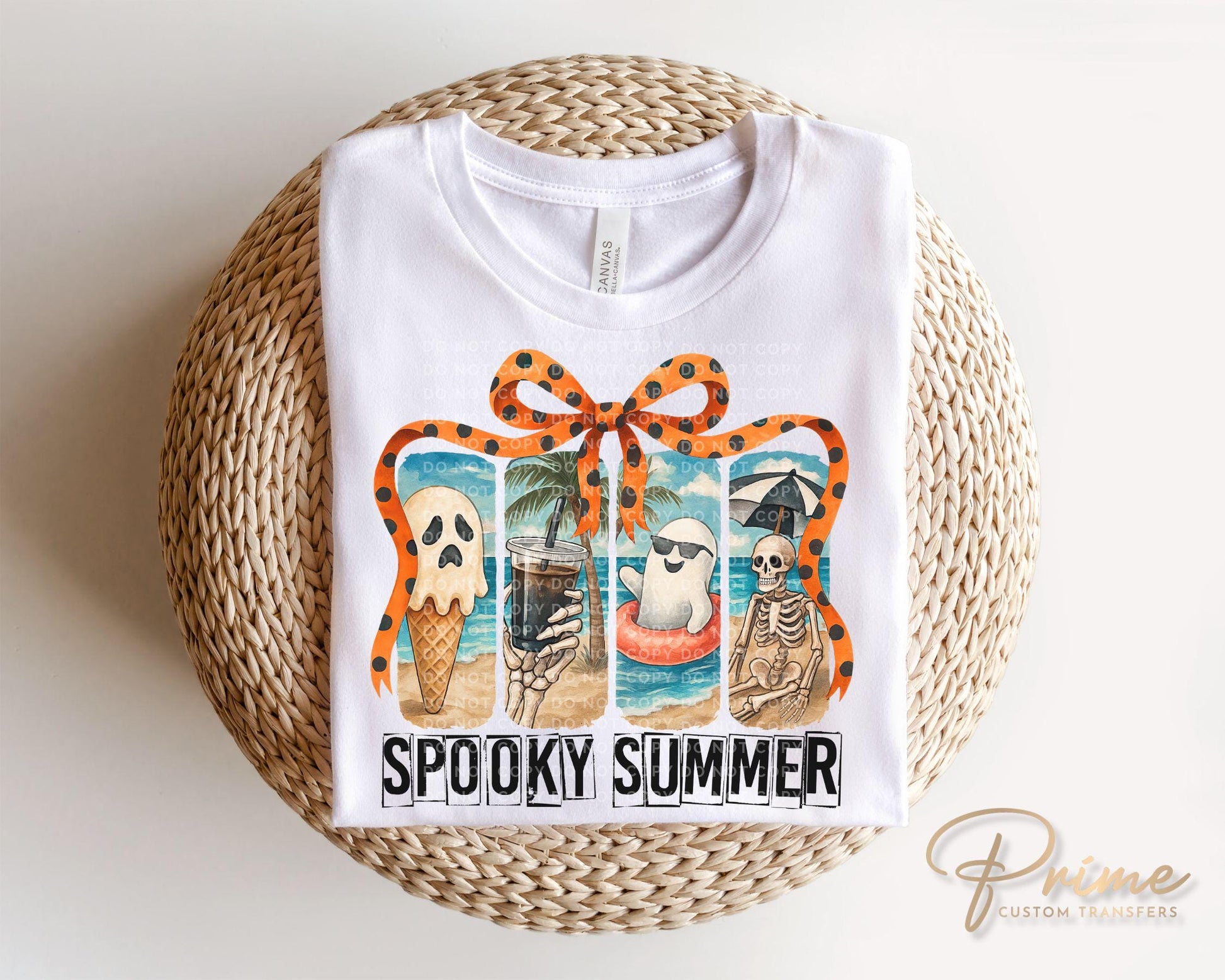 Summerween DTF Transfers, Ready to Press, T-shirt Transfers, Heat Transfer, Direct to Film, Beach, Fall, Autumn, Halloween, Skeleton, Ghost