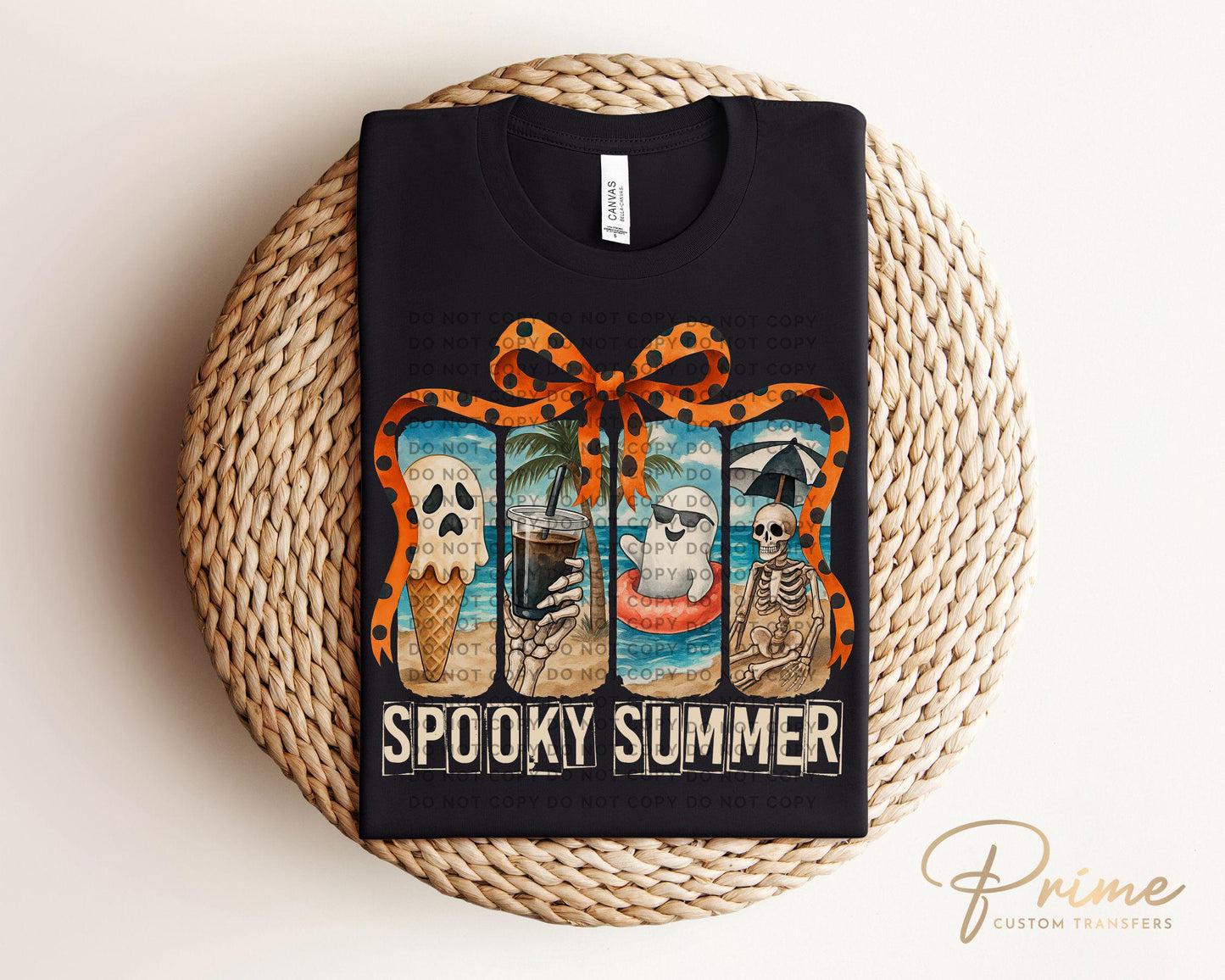 Summerween DTF Transfers, Ready to Press, T-shirt Transfers, Heat Transfer, Direct to Film, Beach, Fall, Autumn, Halloween, Skeleton, Ghost