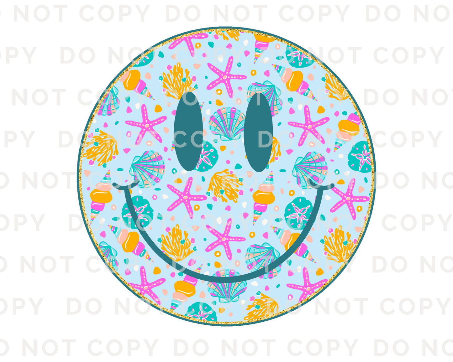 Smiley DTF Transfer, Ready to Press, T-shirt Transfer, Heat Transfer, Direct to Film, Beach, Summer Time, Vacation, Ocean, Trendy, Neon