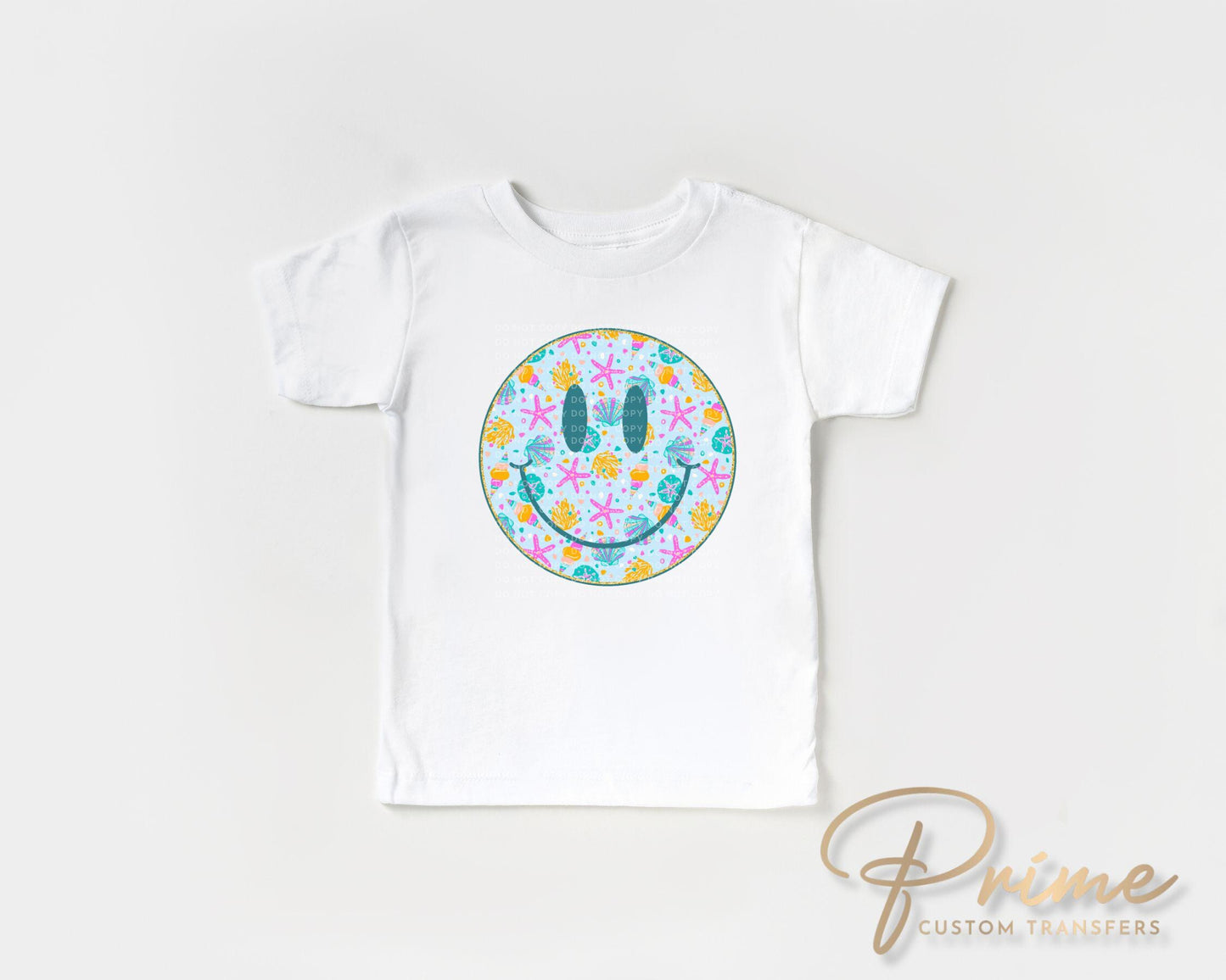 Smiley DTF Transfer, Ready to Press, T-shirt Transfer, Heat Transfer, Direct to Film, Beach, Summer Time, Vacation, Ocean, Trendy, Neon