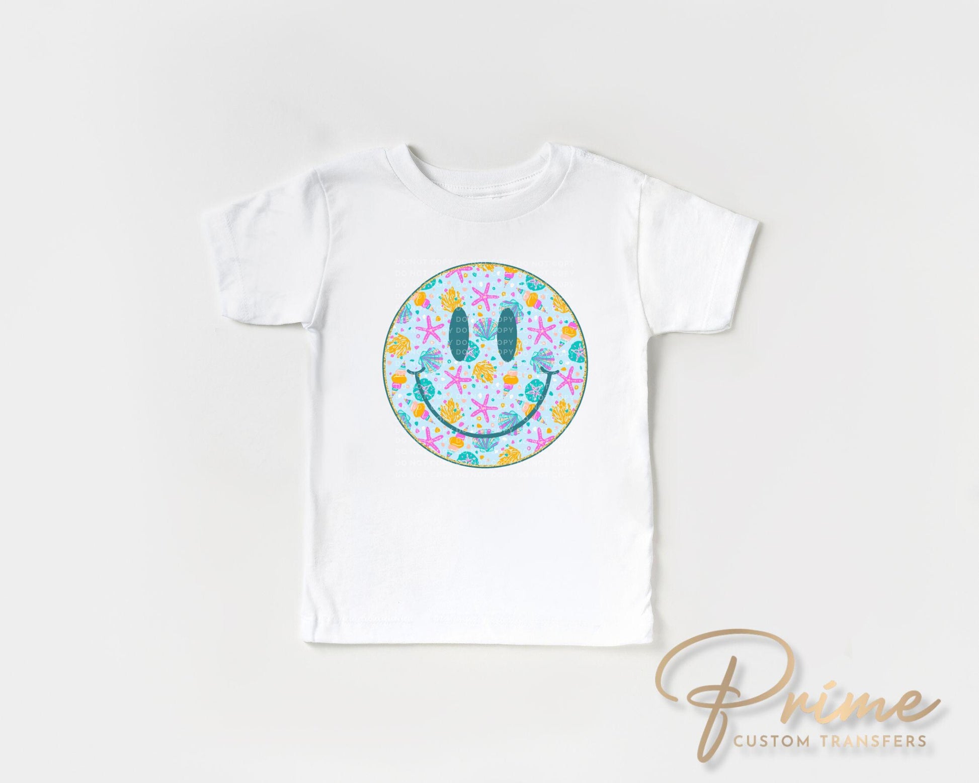 Smiley DTF Transfer, Ready to Press, T-shirt Transfer, Heat Transfer, Direct to Film, Beach, Summer Time, Vacation, Ocean, Trendy, Neon