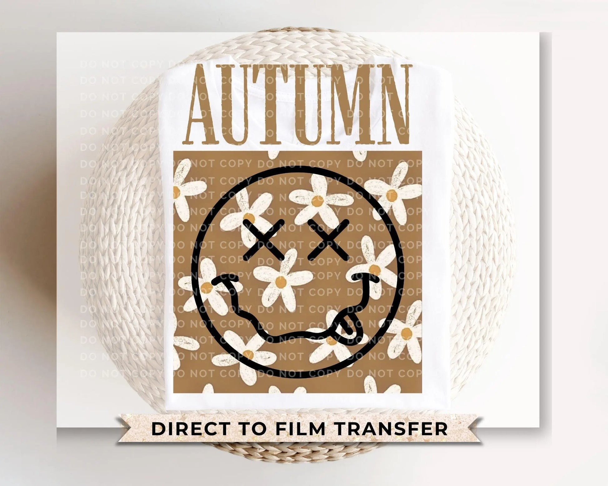 Autumn Smiley DTF Transfers, Ready to Press, T-shirt Transfers, Heat Transfer, Direct to Film, Fall, Trendy, Halloween, Flowers, Daisies