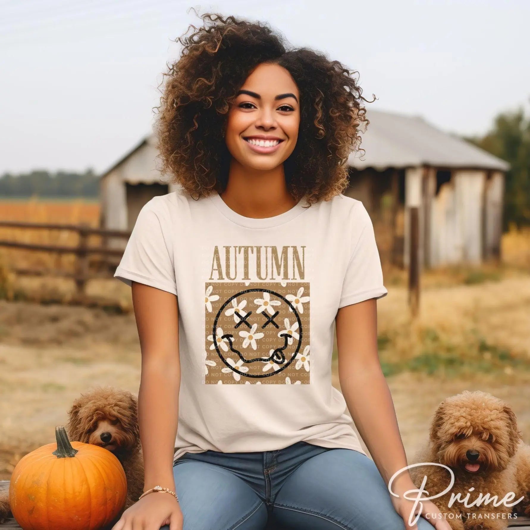 Autumn Smiley DTF Transfers, Ready to Press, T-shirt Transfers, Heat Transfer, Direct to Film, Fall, Trendy, Halloween, Flowers, Daisies