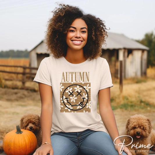 Autumn Smiley DTF Transfers, Ready to Press, T-shirt Transfers, Heat Transfer, Direct to Film, Fall, Trendy, Halloween, Flowers, Daisies