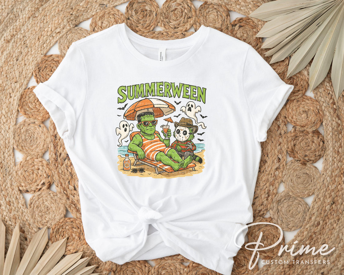 Summerween DTF Transfers, Ready to Press, T-shirt Transfers, Heat Transfer, Direct to Film, Beach, Funny Shirts, Summer Halloween Characters