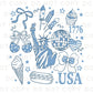 4th of July DTF Transfer, Ready to Press, Sublimation T-shirt Transfer, Direct to Film, Memorial Day, America, Bows, Blue Coquette Collage