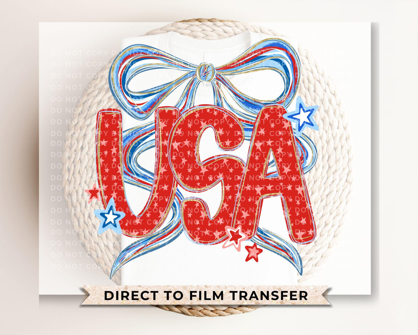 4th of July DTF Transfers, Ready to Press, Sublimation T-shirt Transfers, Heat Transfer, Direct to Film, Memorial Day, Bow, Coquette USA