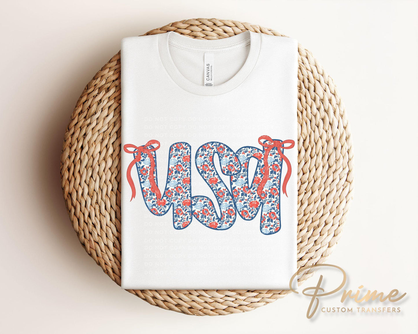 Coquette 4th of July DTF Transfers, Ready to Press, T-shirt Transfers, Sublimation, Direct to Film, USA, Ribbon, Bows, USA Floral Coquette