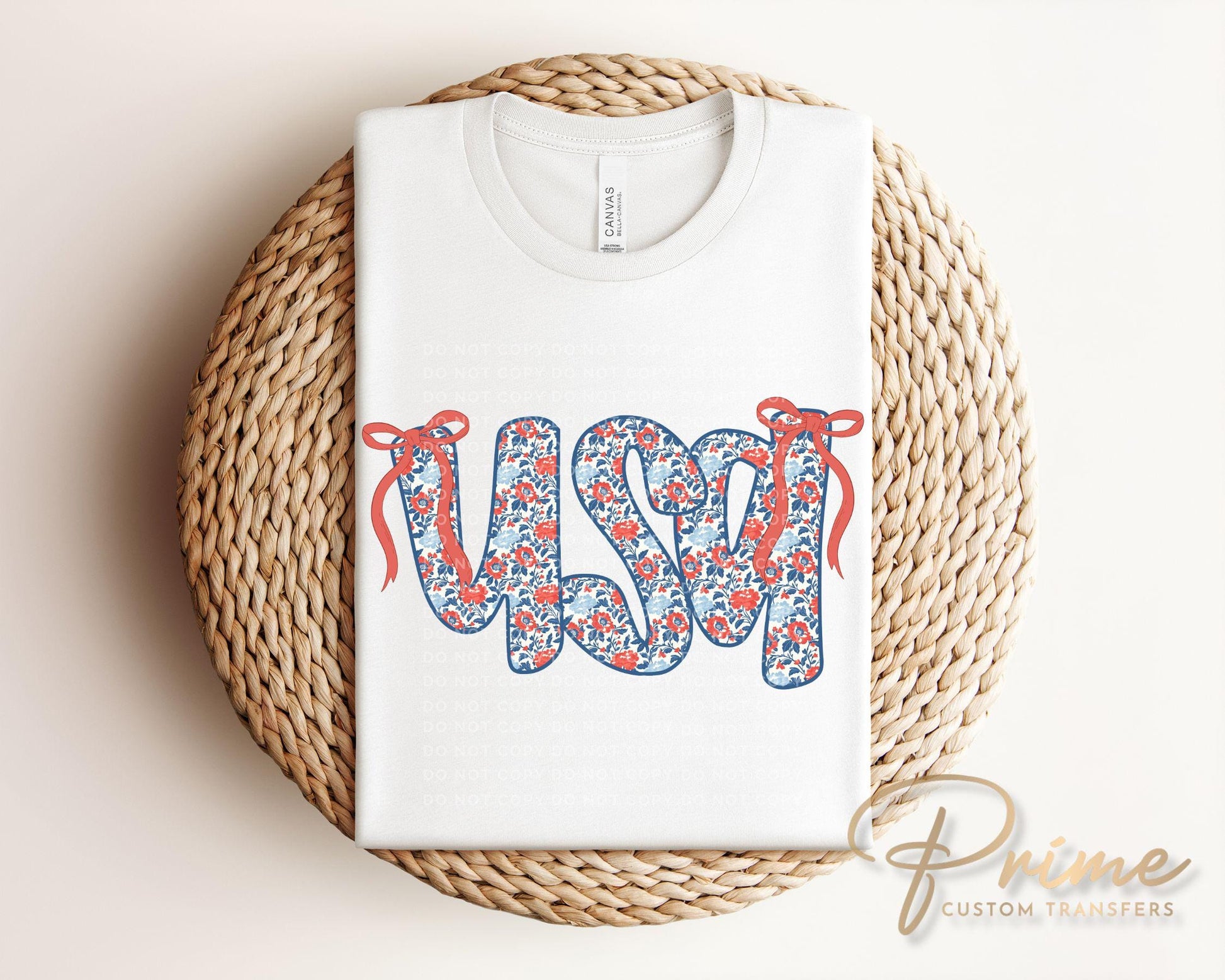 Coquette 4th of July DTF Transfers, Ready to Press, T-shirt Transfers, Sublimation, Direct to Film, USA, Ribbon, Bows, USA Floral Coquette