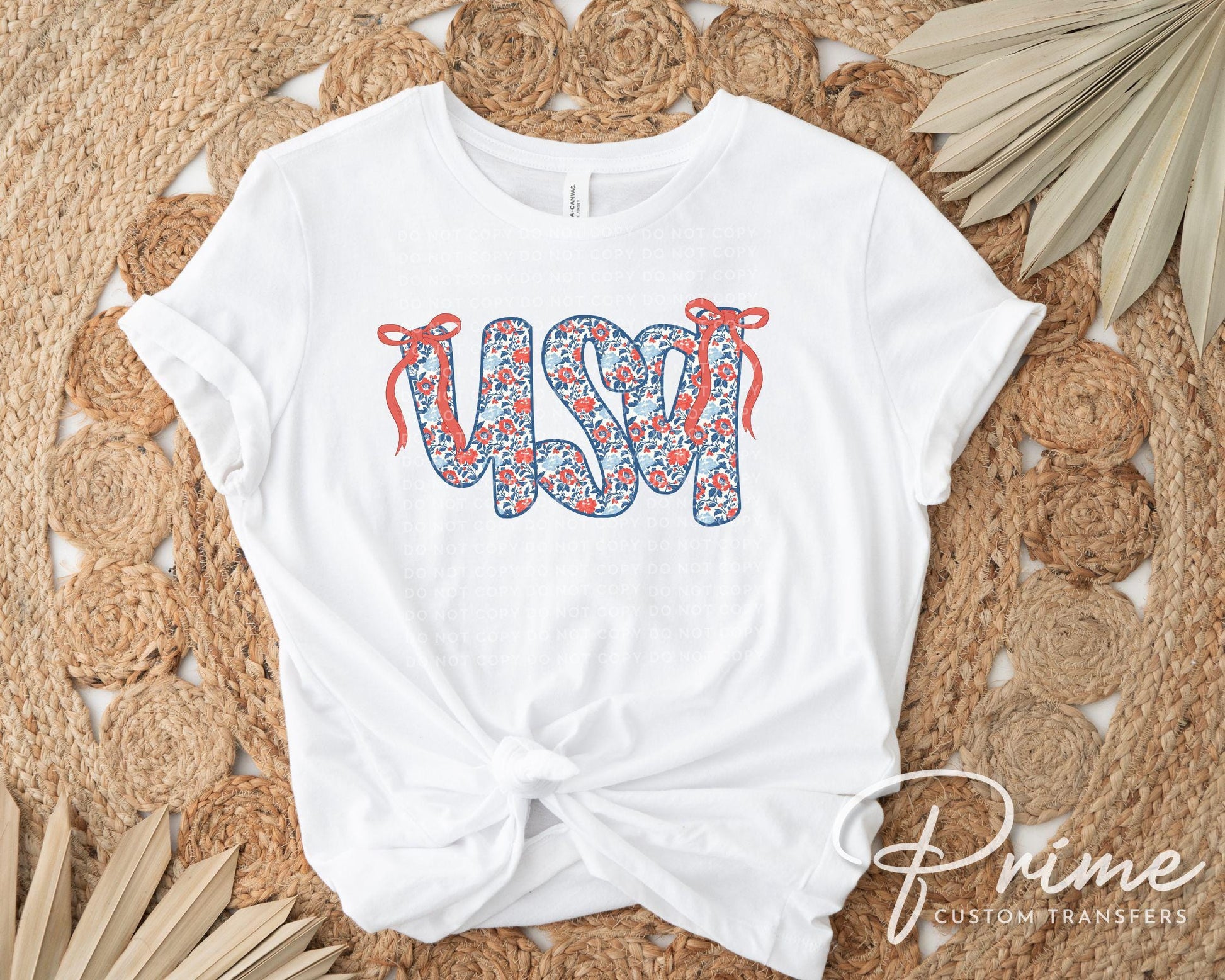 Coquette 4th of July DTF Transfers, Ready to Press, T-shirt Transfers, Sublimation, Direct to Film, USA, Ribbon, Bows, USA Floral Coquette