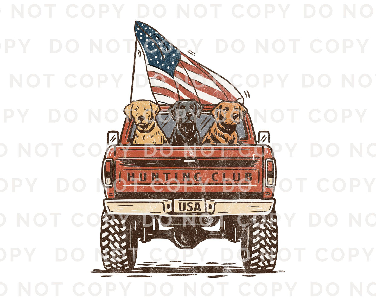 4th of July DTF Transfers, Ready to Press, T-shirt Transfers, Sublimation, Direct to Film, Pet Lover, Dogs, Patriotic Hunting Dog Truck