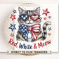 4th of July DTF Transfer, Ready to Press, T-shirt Transfer, Sublimation, Direct to Film, Pet Lover, Patriotic Cat, Coquette America Flag Cat