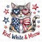 4th of July DTF Transfer, Ready to Press, T-shirt Transfer, Sublimation, Direct to Film, Pet Lover, Patriotic Cat, Coquette America Flag Cat