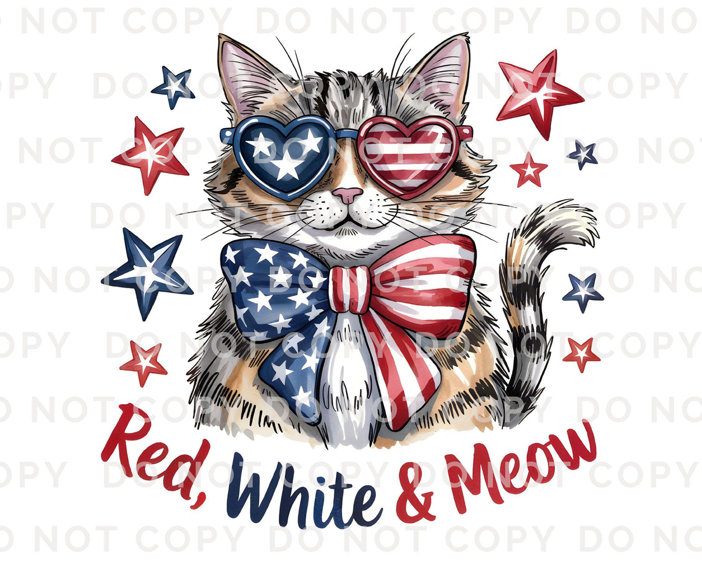 4th of July DTF Transfer, Ready to Press, T-shirt Transfer, Sublimation, Direct to Film, Pet Lover, Patriotic Cat, Coquette America Flag Cat