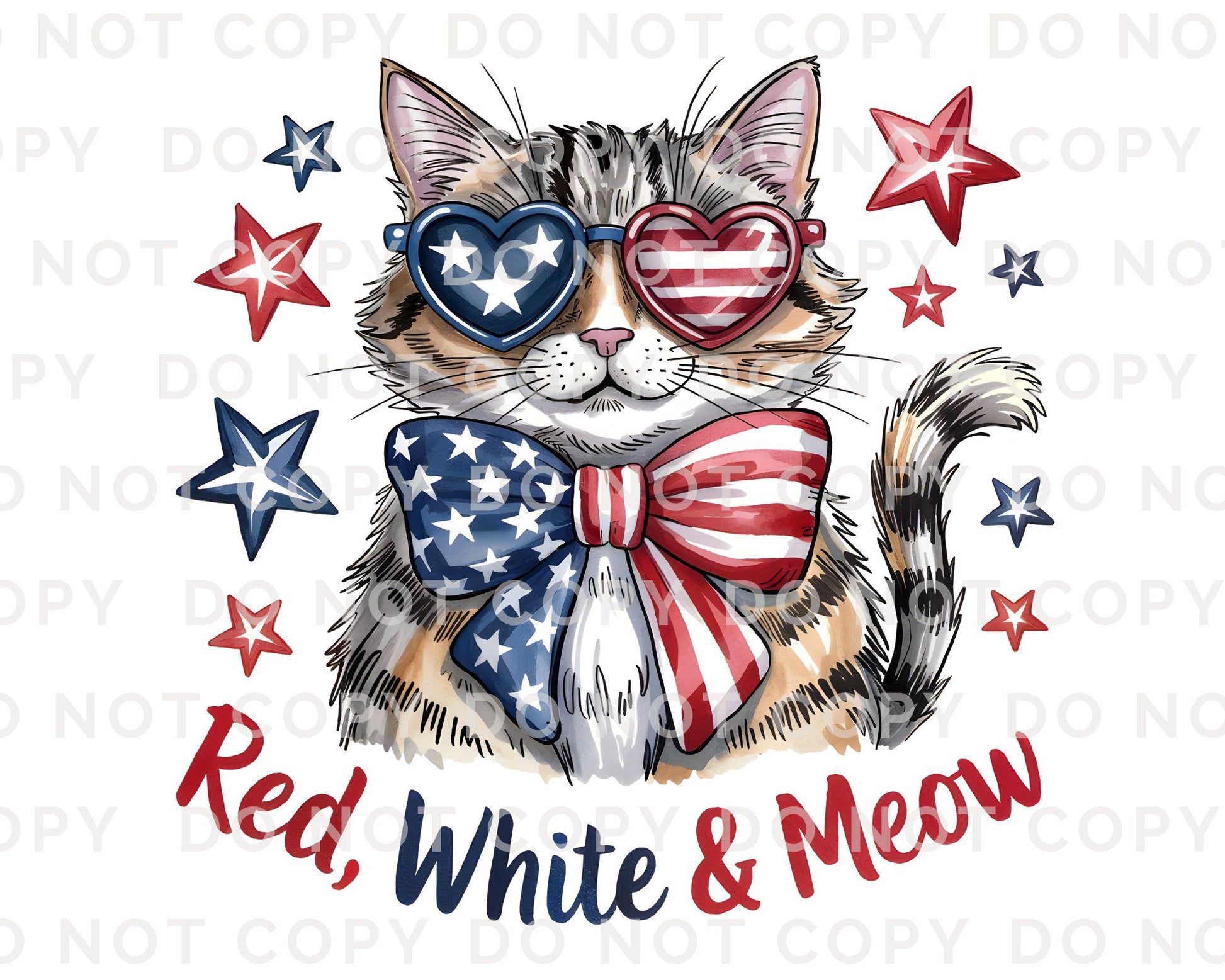 4th of July DTF Transfer, Ready to Press, T-shirt Transfer, Sublimation, Direct to Film, Pet Lover, Patriotic Cat, Coquette America Flag Cat
