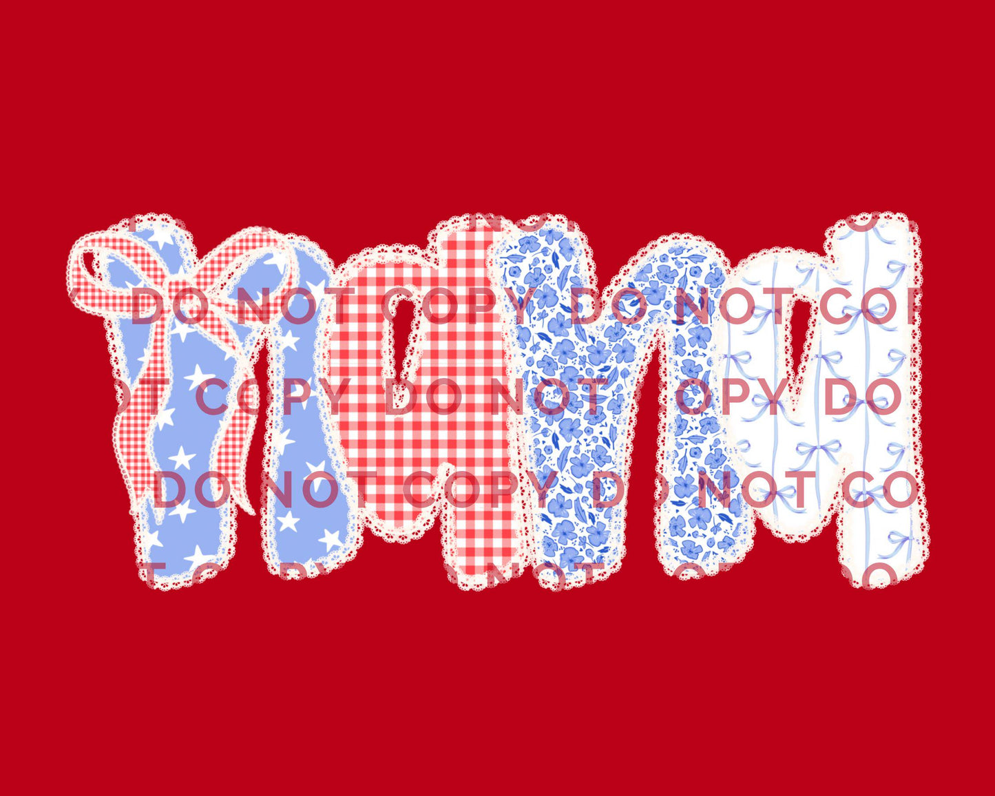 4th of July DTF Transfer, Ready to Press, T-shirt Transfers, Sublimation, Direct to Film, USA, Ribbon, Bows, USA, Coquette Faux Lace Nana