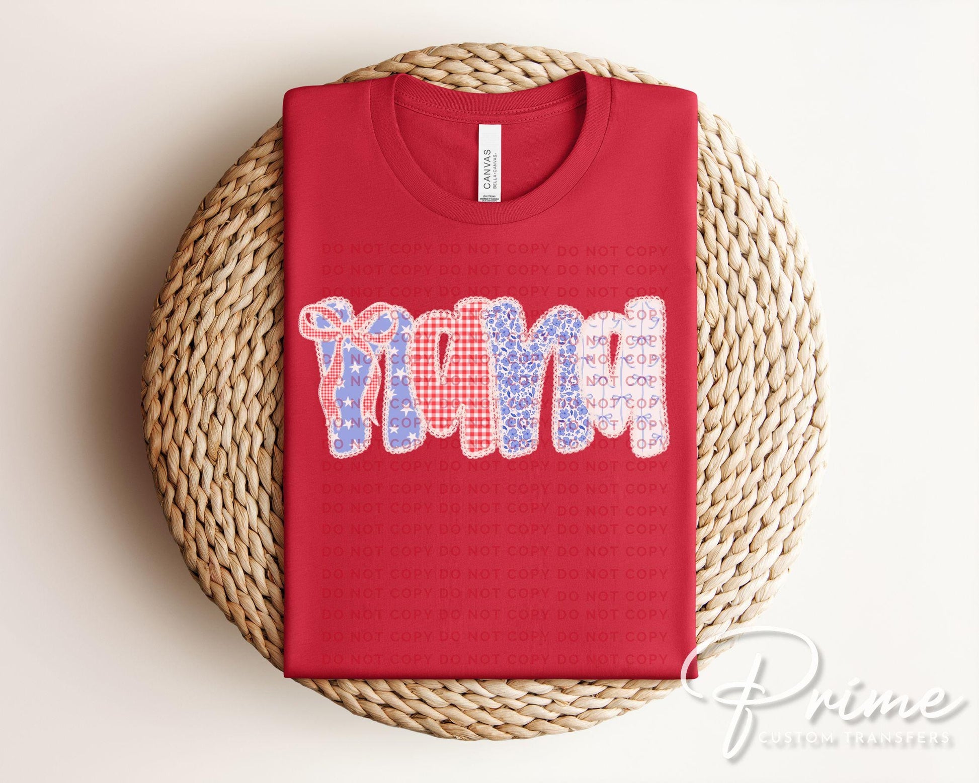 4th of July DTF Transfer, Ready to Press, T-shirt Transfers, Sublimation, Direct to Film, USA, Ribbon, Bows, USA, Coquette Faux Lace Nana