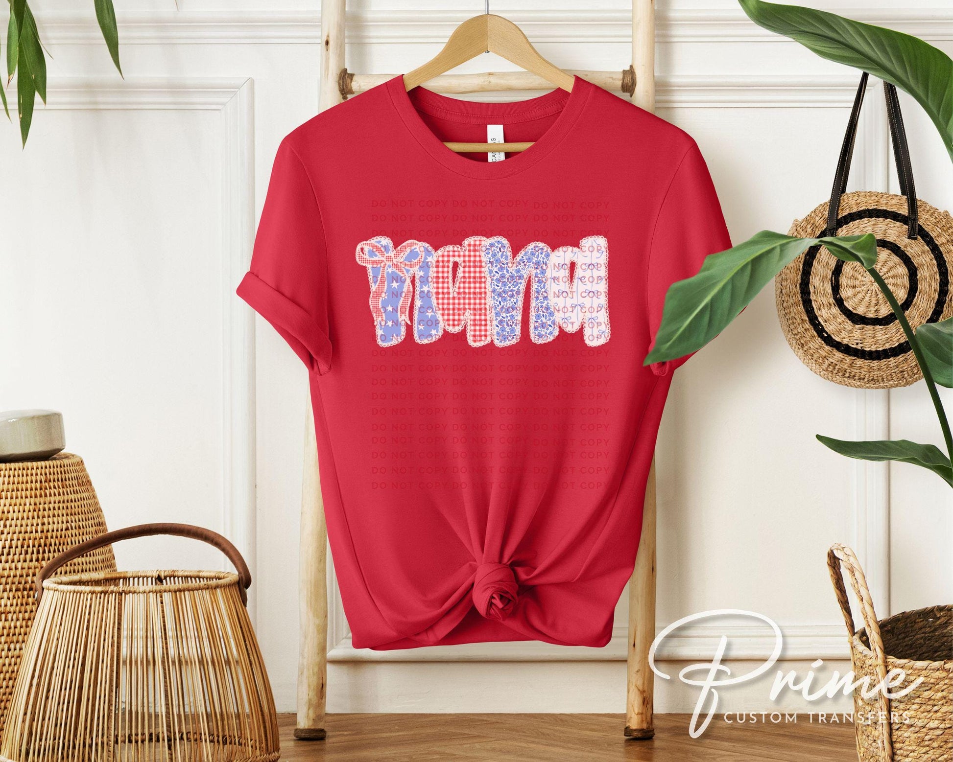 4th of July DTF Transfer, Ready to Press, T-shirt Transfers, Sublimation, Direct to Film, USA, Ribbon, Bows, USA, Coquette Faux Lace Nana