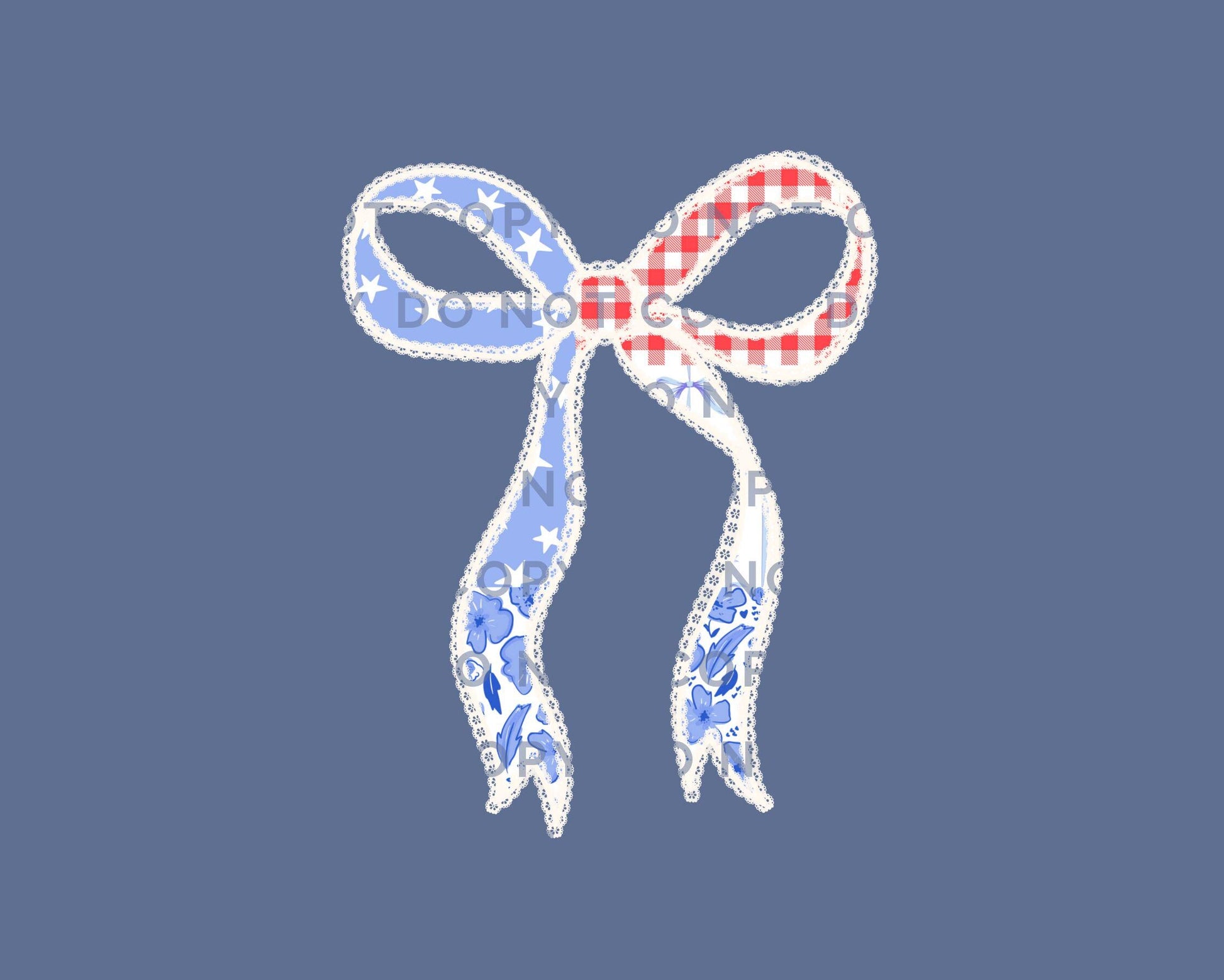 4th of July DTF Transfers, Ready to Press, T-shirt Transfers, Heat Transfer, Direct to Film, USA, Ribbon, Faux Lace Coquette Bow