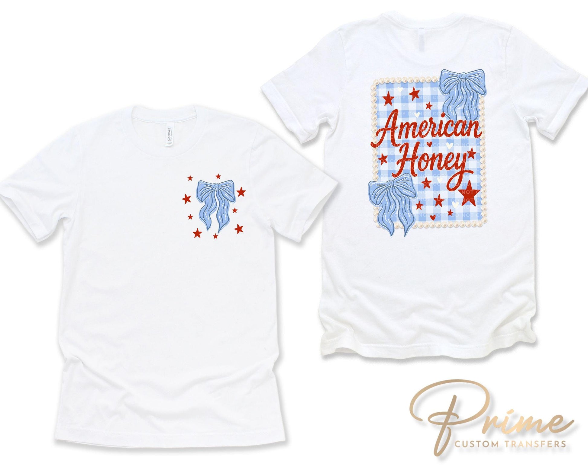 4th of July DTF Transfers, Ready to Press, T-shirt Transfers, Heat Transfer, Direct to Film, Independence, American Honey Flag Bows Coquette