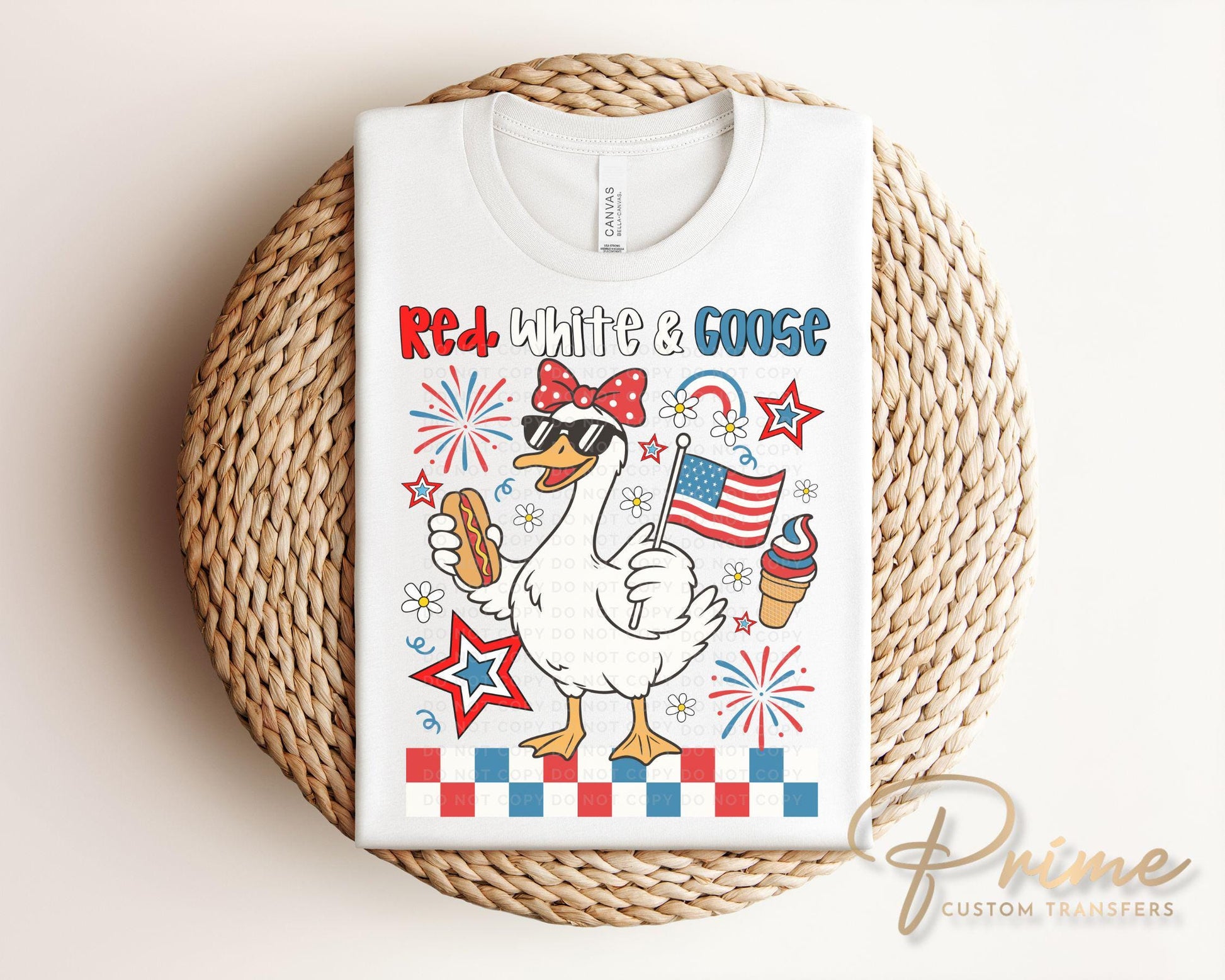 4th of July DTF Transfer, Ready to Press, Sublimation Transfer, Heat Transfer, Direct to Film, Patriotic Shirt, America, Red White and Goose