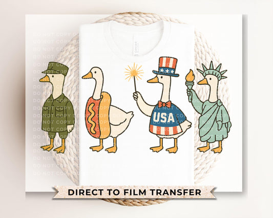 4th of July DTF Transfer, Ready to Press, Sublimation Transfer, Heat Transfer, Direct to Film, Summer, USA, Funny, Patriotic Silly Goose