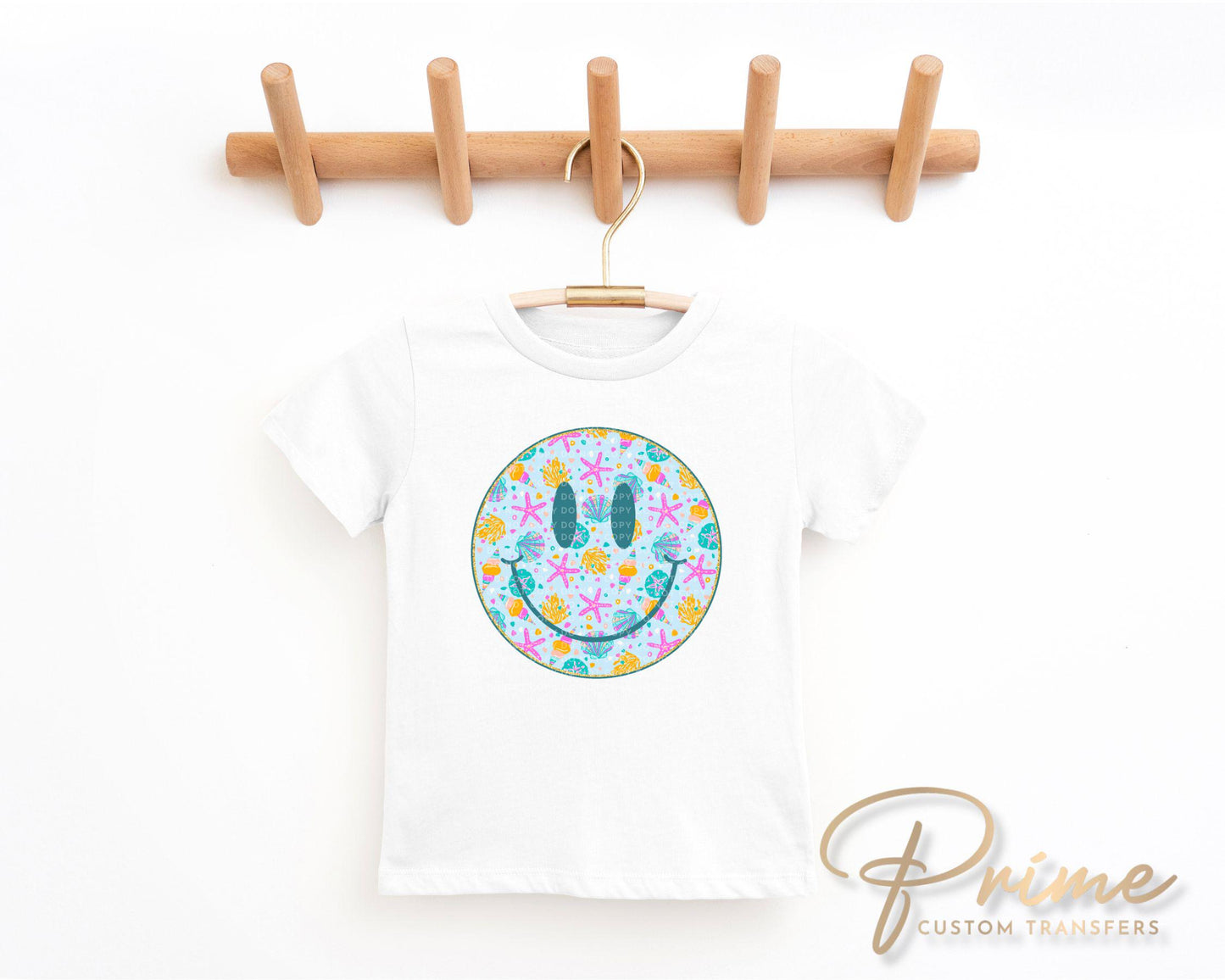 Smiley DTF Transfer, Ready to Press, T-shirt Transfer, Heat Transfer, Direct to Film, Beach, Summer Time, Vacation, Ocean, Trendy, Neon