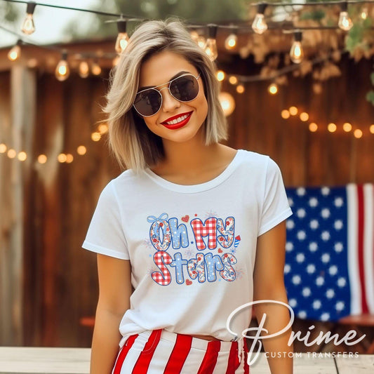 Coquette 4th of July DTF Transfers, Ready to Press, T-shirt Transfers, Direct to Film, Ribbon, Bows, Trendy, USA, Flowers, Oh My Stars