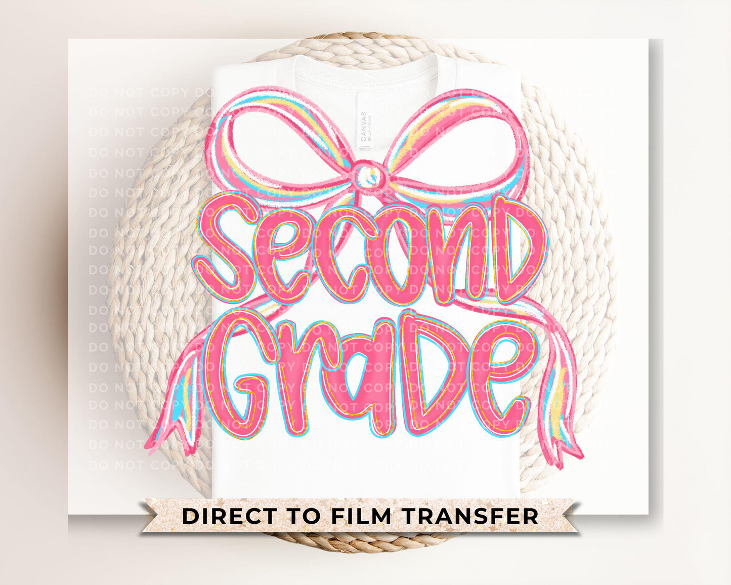 Back to School DTF Transfer, Ready to Press, T-shirt Transfer, Heat Transfer, Direct to Film, Coquette First Day Of School, Second Grade