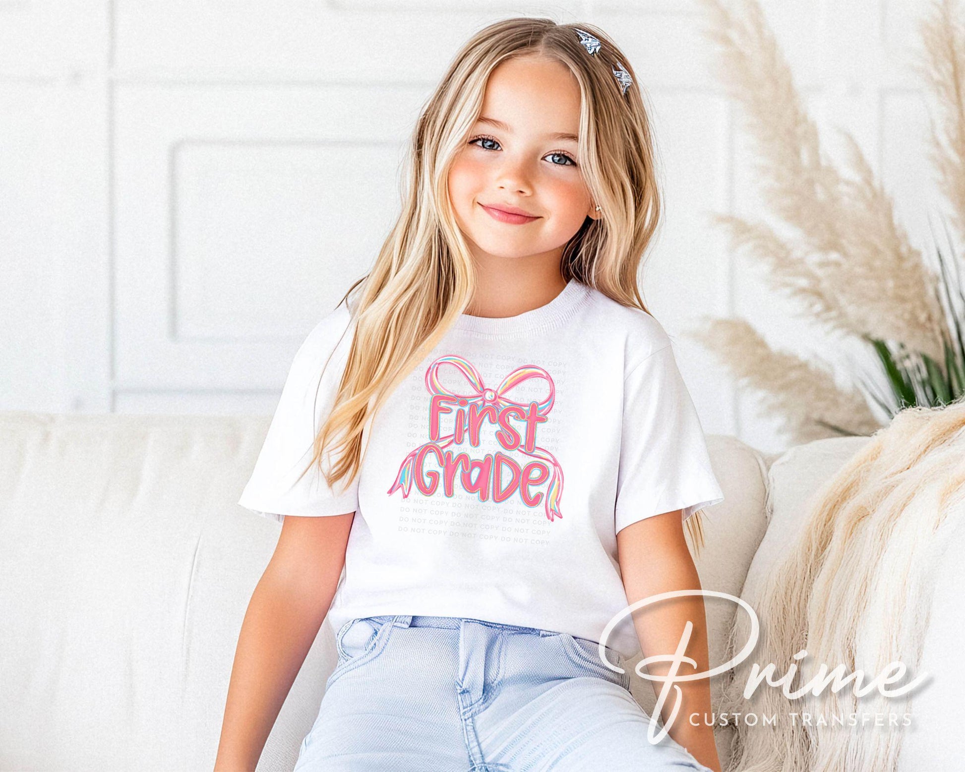 Back to School DTF Transfer, Ready to Press, T-shirt Transfer, Heat Transfer, Direct to Film, Coquette First Day Of School, First Grade