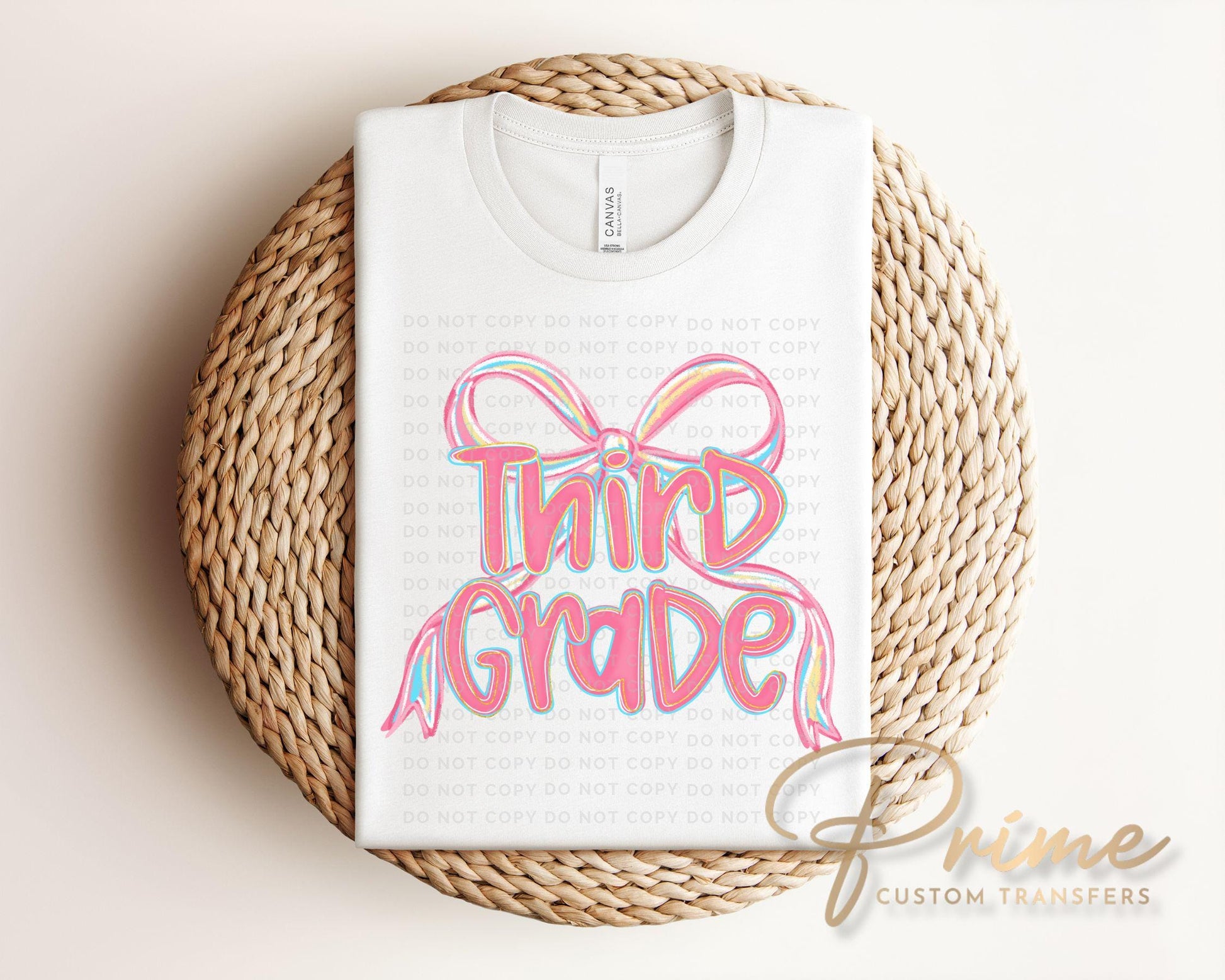 Back to School DTF Transfer, Ready to Press, T-shirt Transfer, Heat Transfer, Direct to Film, Coquette First Day Of School, Third Grade