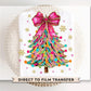 Christmas DTF Transfers, Ready to Press, T-shirt Transfers, Heat Transfer, Direct to Film, Brushstroke, Faux Glitter Coquette Christmas Tree