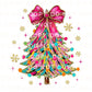 Christmas DTF Transfers, Ready to Press, T-shirt Transfers, Heat Transfer, Direct to Film, Brushstroke, Faux Glitter Coquette Christmas Tree