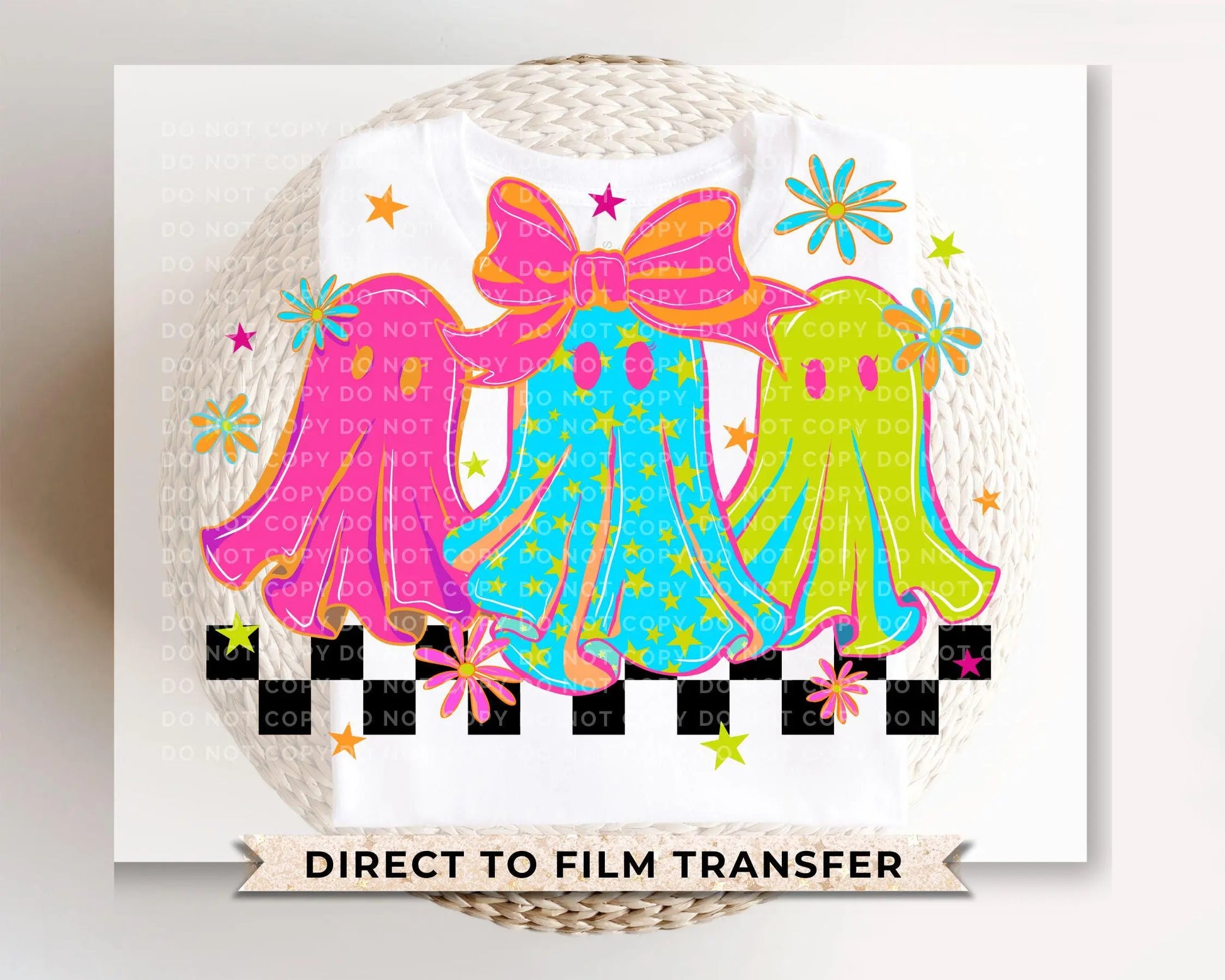 Halloween DTF Transfer, Ready to Press, T-shirt Transfers, Heat Transfer, Direct to Film, Trendy, Trick or Treat, Coquette Neon Girly Ghost