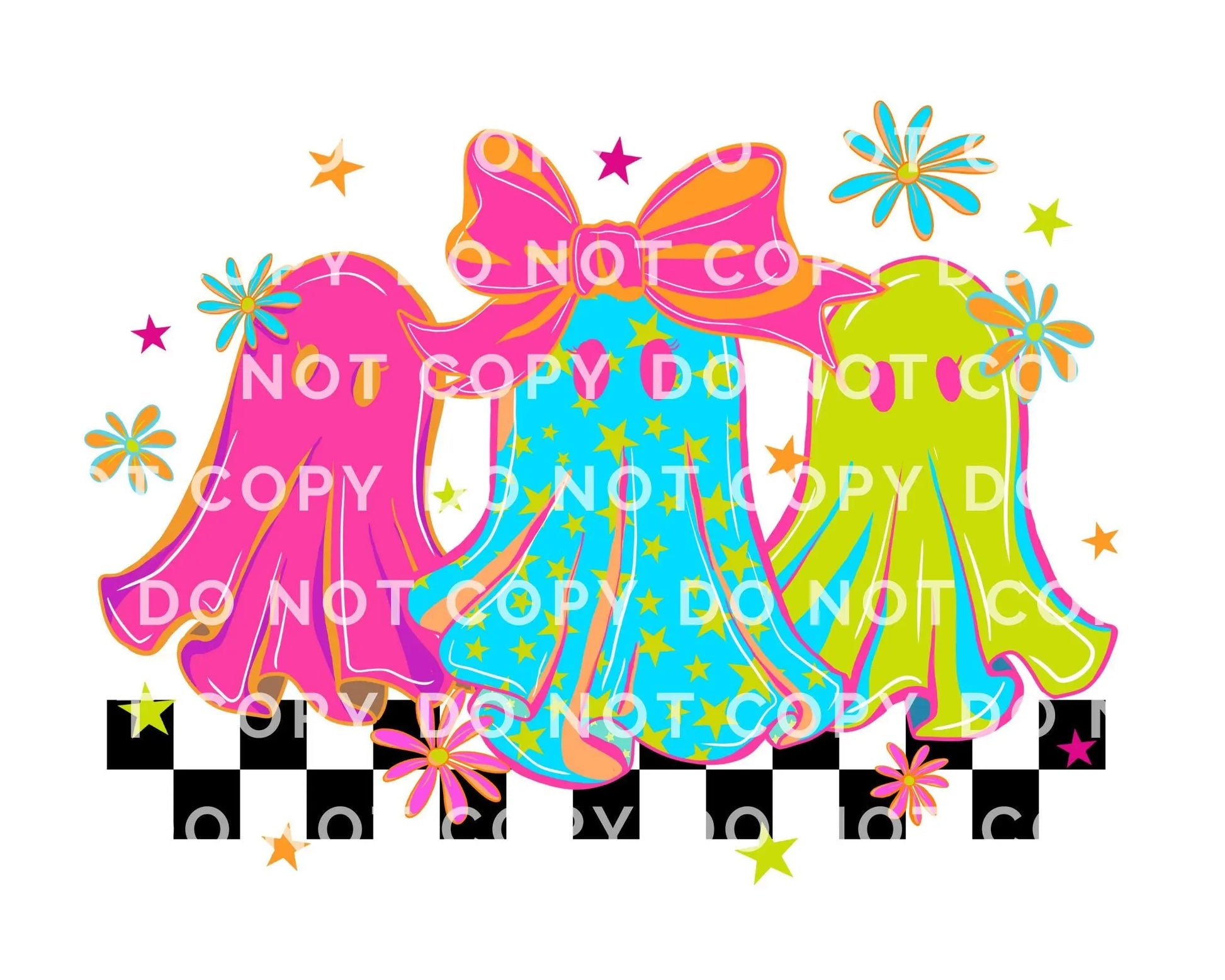 Halloween DTF Transfer, Ready to Press, T-shirt Transfers, Heat Transfer, Direct to Film, Trendy, Trick or Treat, Coquette Neon Girly Ghost