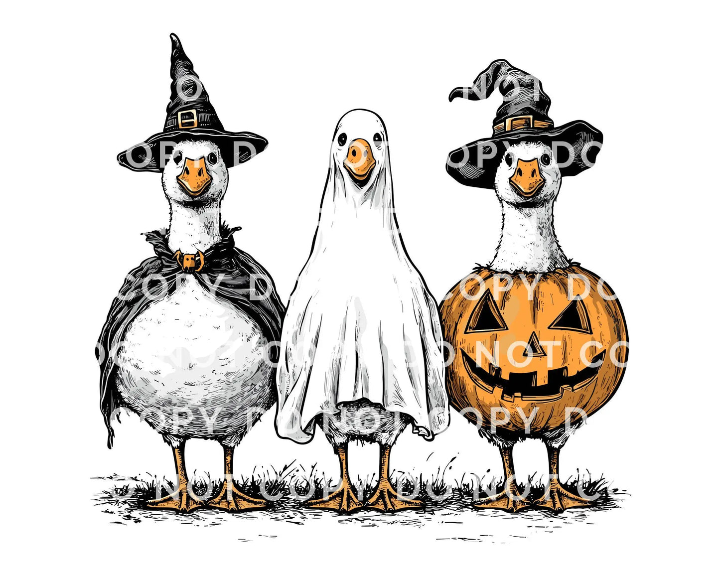Halloween DTF Transfer, Ready to Press, Transfer, Heat Transfer, Direct to Film, Autumn, Skeleton, Spooky Season, Halloween Ghost Goose