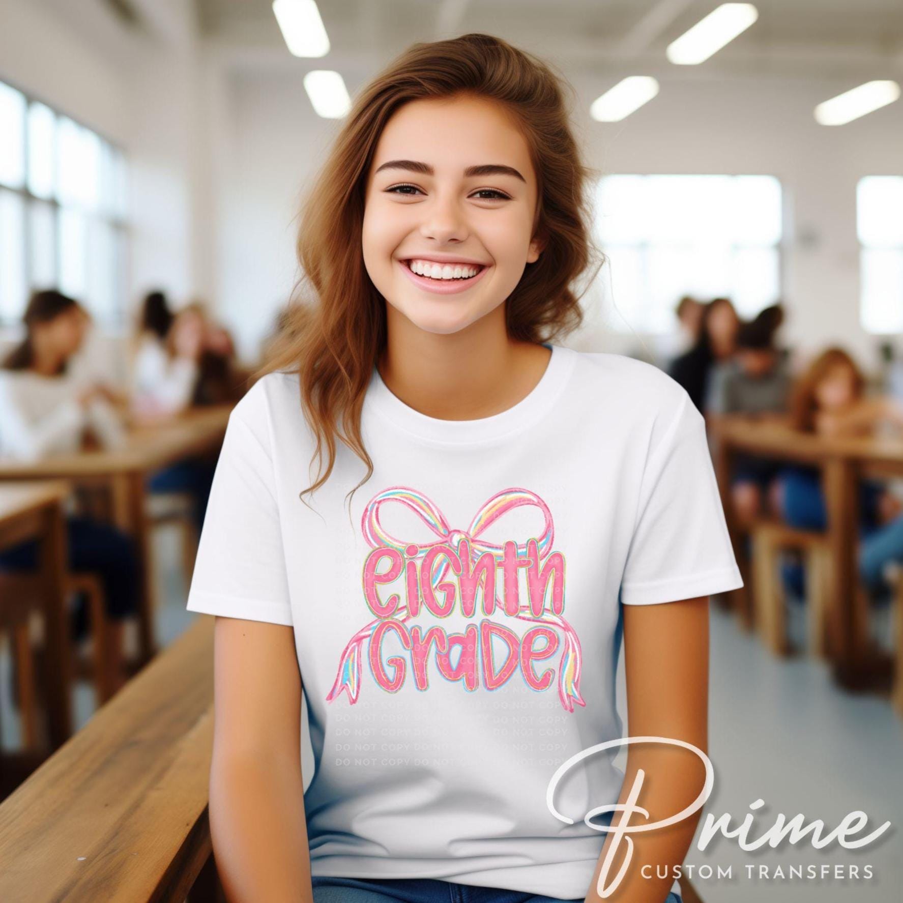 Back to School DTF Transfer, Ready to Press, T-shirt Transfer, Heat Transfer, Direct to Film, Coquette First Day Of School, Eighth Grade