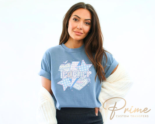 First Day of School DTF transfer, Heat Transfer, Ready to Press, Direct to Film, Back To School, Preppy, Gift for Teacher, Pastel Coquette